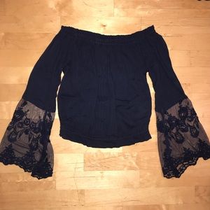 Navy blue off the shoulder top